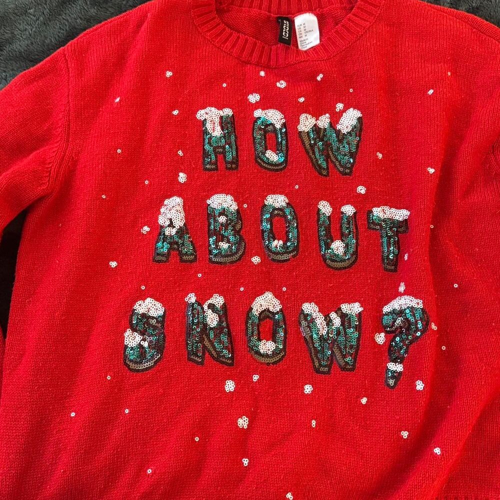 H-m Women's Red and Green Jumper